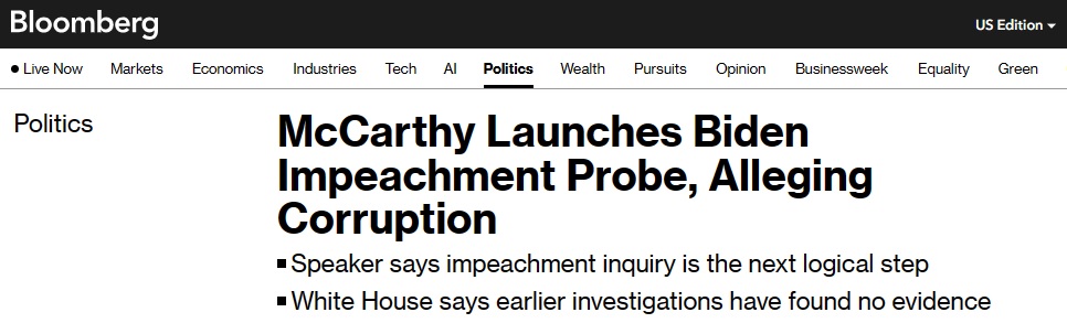 美国突发重磅消息！美众议院议长启动对拜登的弹劾调查：拜登家族有“腐败文化”(1)